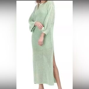 NWT Young Fabulous & Broke Lime Green Crochet Maxi Dress Beach Cover Up XS Relax